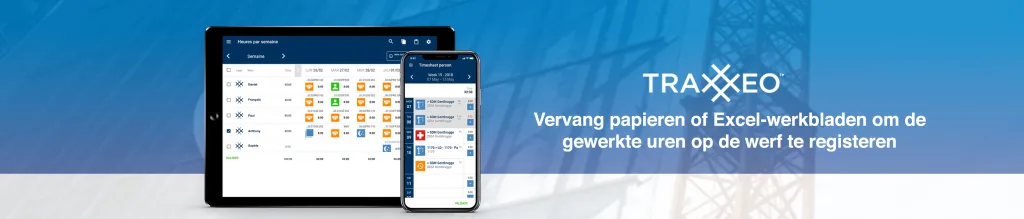 Vervang papieren of Excel-werkbladen om de gewerkte uren op de werf te registeren