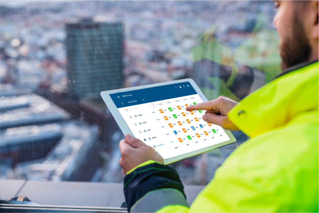 Construction management software on tablet