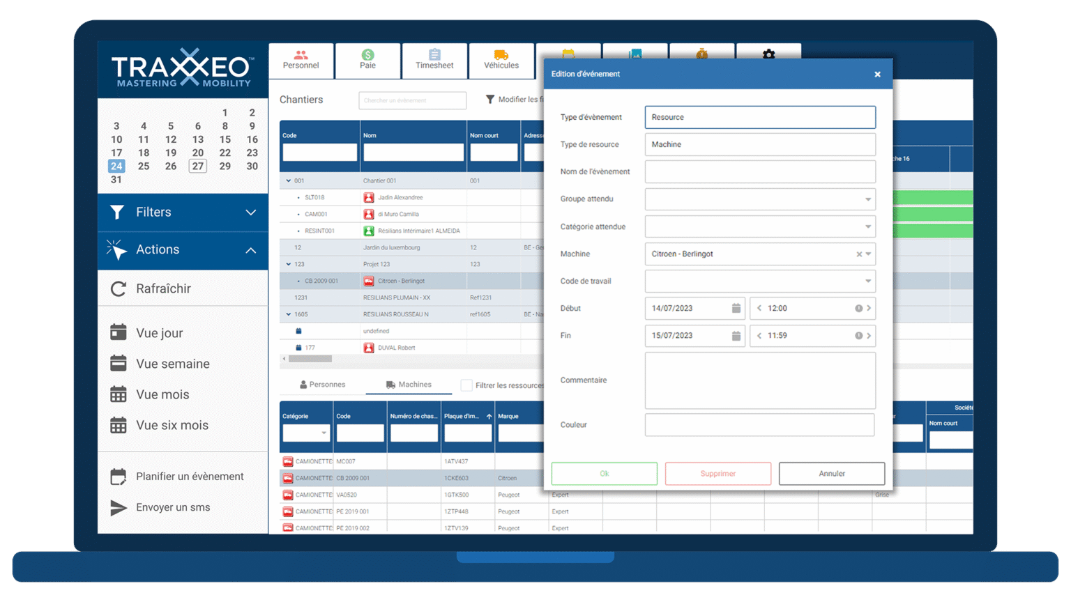 Gestion de parc matériel - Logiciel BTP | Traxxeo | Logiciels RH